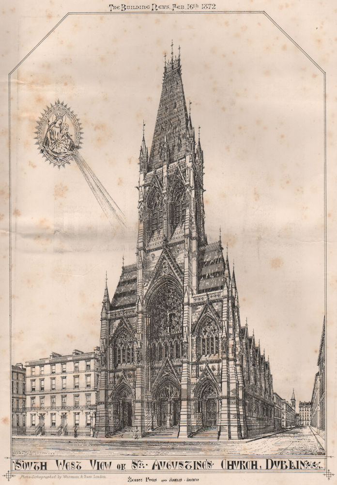 SW view of St. Augustine Church, Dublin; Pugin & Ashlin Architect. Ireland 1872