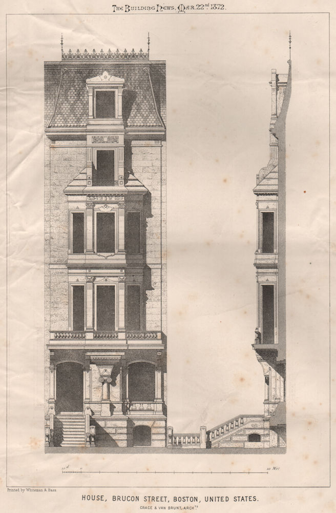 Associate Product House, Brucon Street, Boston, Massachusetts; Crace & Van Brunt Architects 1872