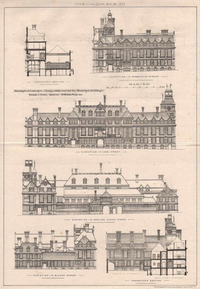 Borough of Leicester municipal buildings; Francis J. Hames Architect 1873