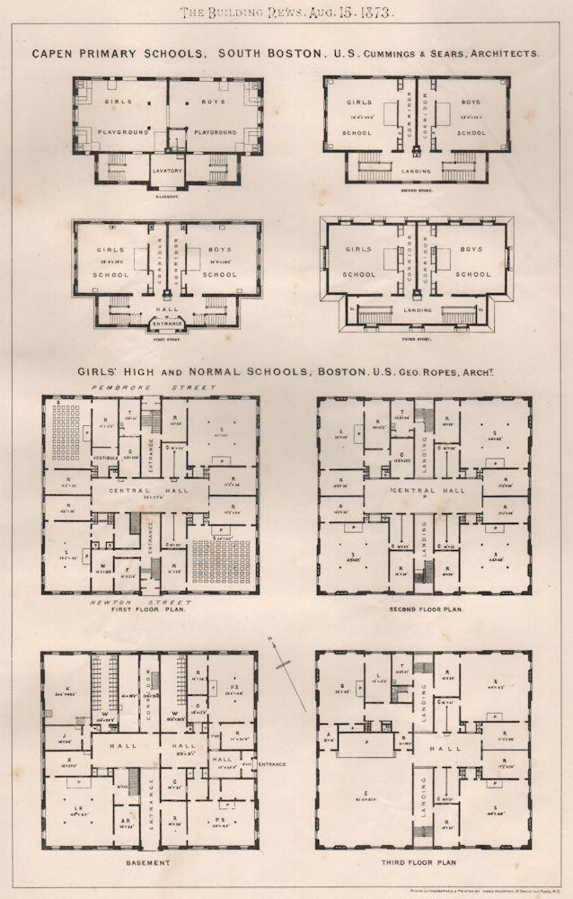 Chapen Primary Schools, Boston; Cummings & Sears Architects. Massachusetts 1873