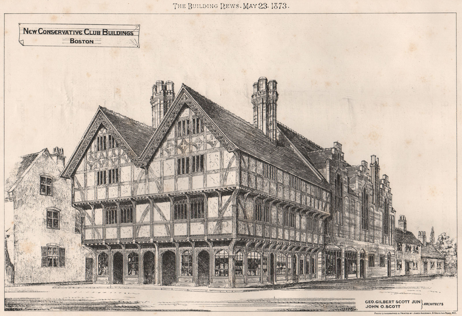 Associate Product Conservative Club Buildings, Boston, Lincolnshire; Gilbert Scott Jr Archt 1873