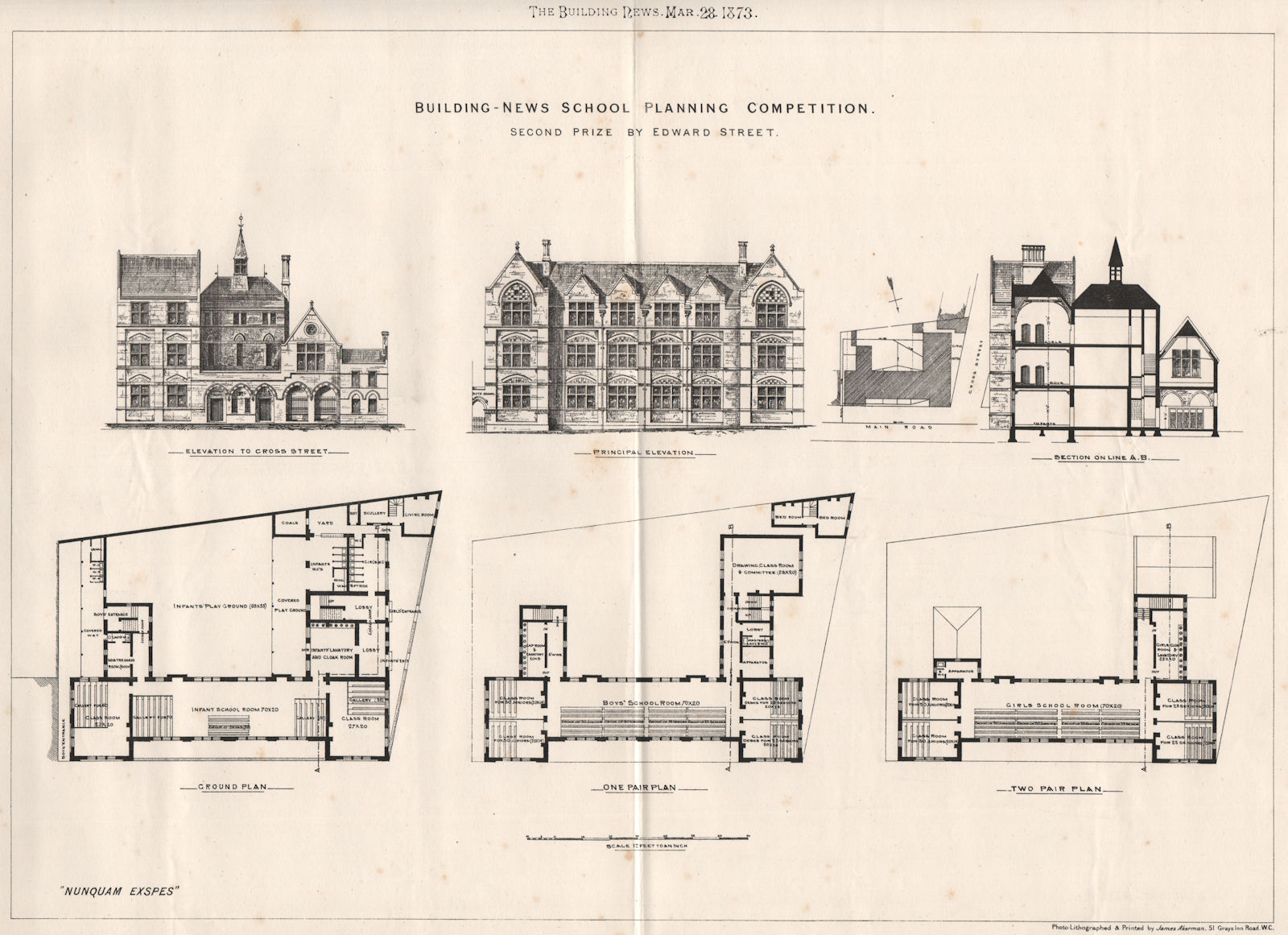 Building News School Planning Competition. Second Prize Edward Street 1873