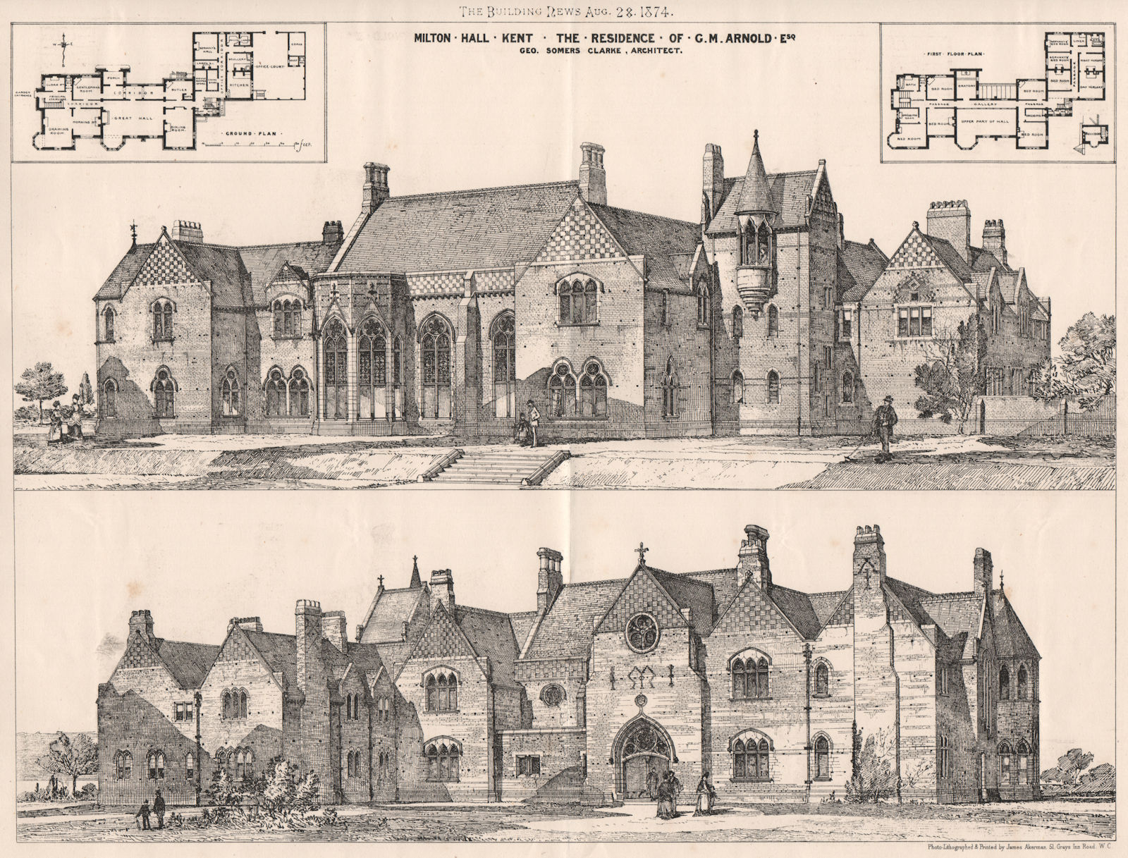 Milton Hall, Kent the residence of G.M. Arnold; Geo Somers Clarke Archt 1874