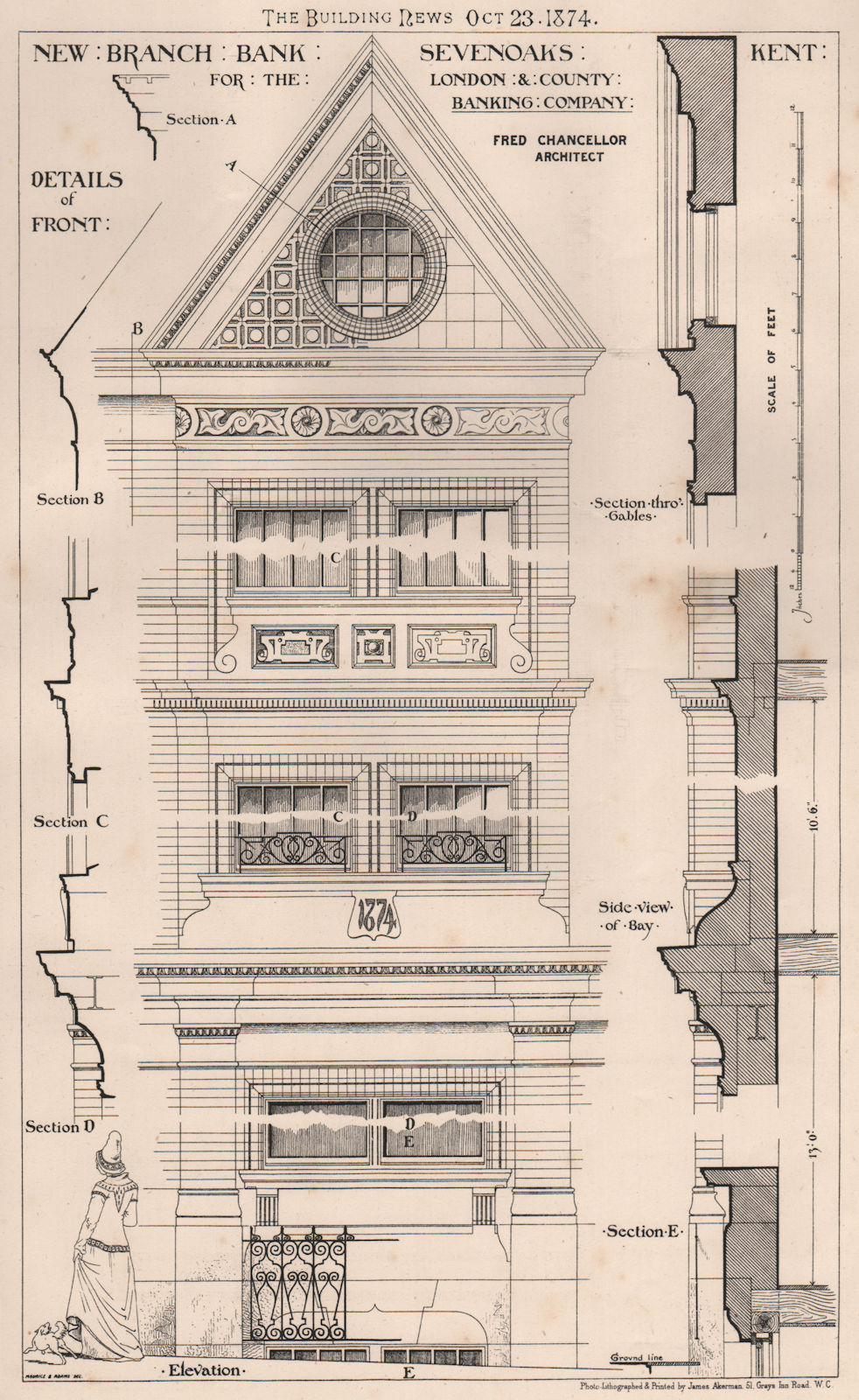 London & County Banking Company branch, Sevenoaks, Kent; Fred Chancellor 1874