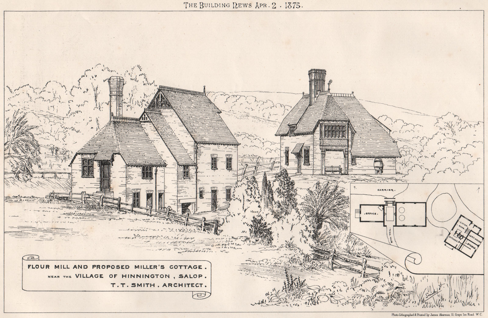 Associate Product Flour Mill & miller's cottage, Hinnington, Shropshire; T.T. Smith Archt 1875