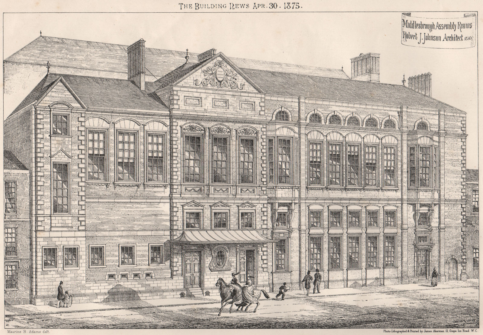 Middlesbrough Assembly Rooms; Robert J. Johnson, Architect. Yorkshire 1875