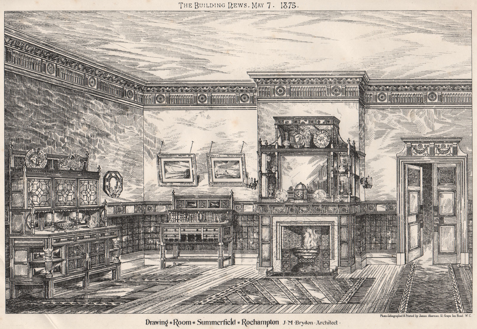Associate Product Drawing room, Summerfield, Roehampton; J.M. Brydon, Architect. London 1875