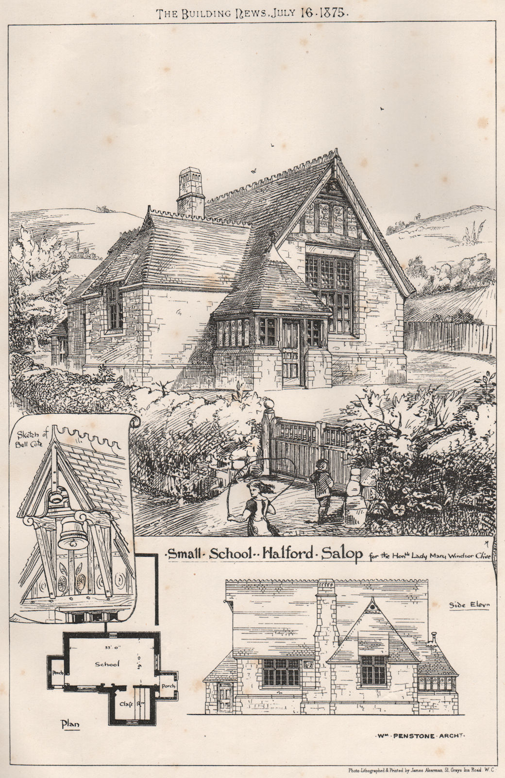 Associate Product Small School, Halford, Shropshire (Lady Mary Windsor Clive); W Penstone 1875