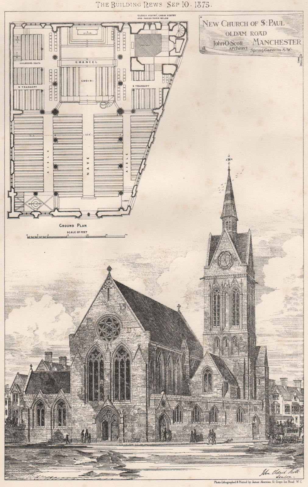 Associate Product St Paul's church, Oldham Road, Manchester, Spring Gardens; John Scott Archt 1875