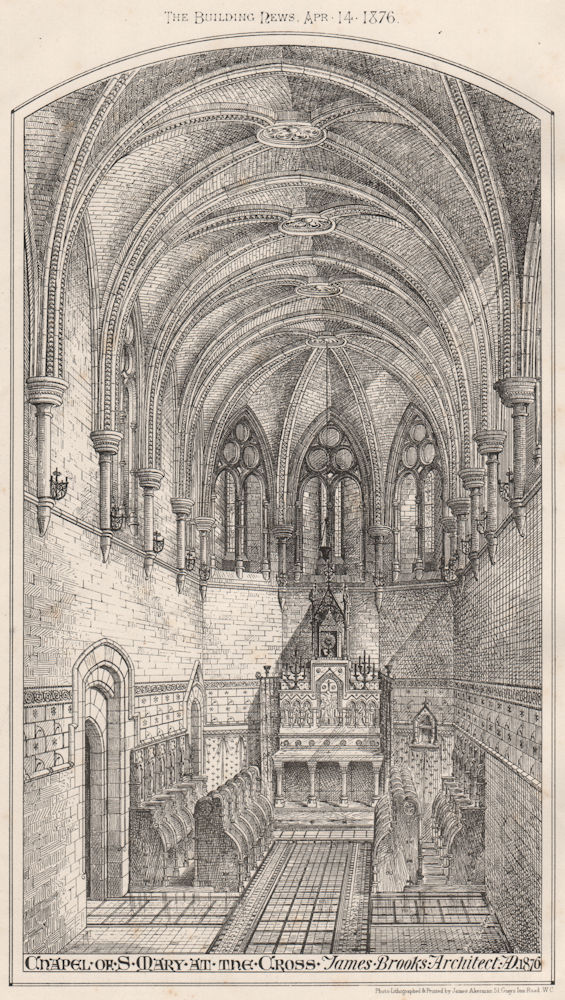 Associate Product Chapel of St. Mary at the Cross; James Brooks Architect. Edgware 1876 print