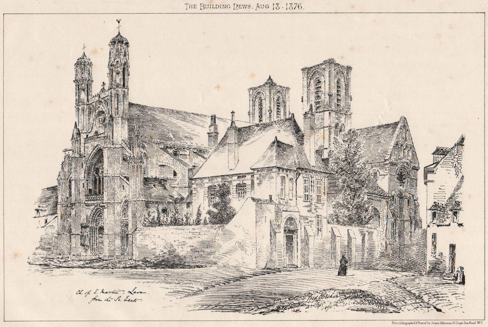 Church of St Martin. [Larm?]. From the south west. England 1876 old print