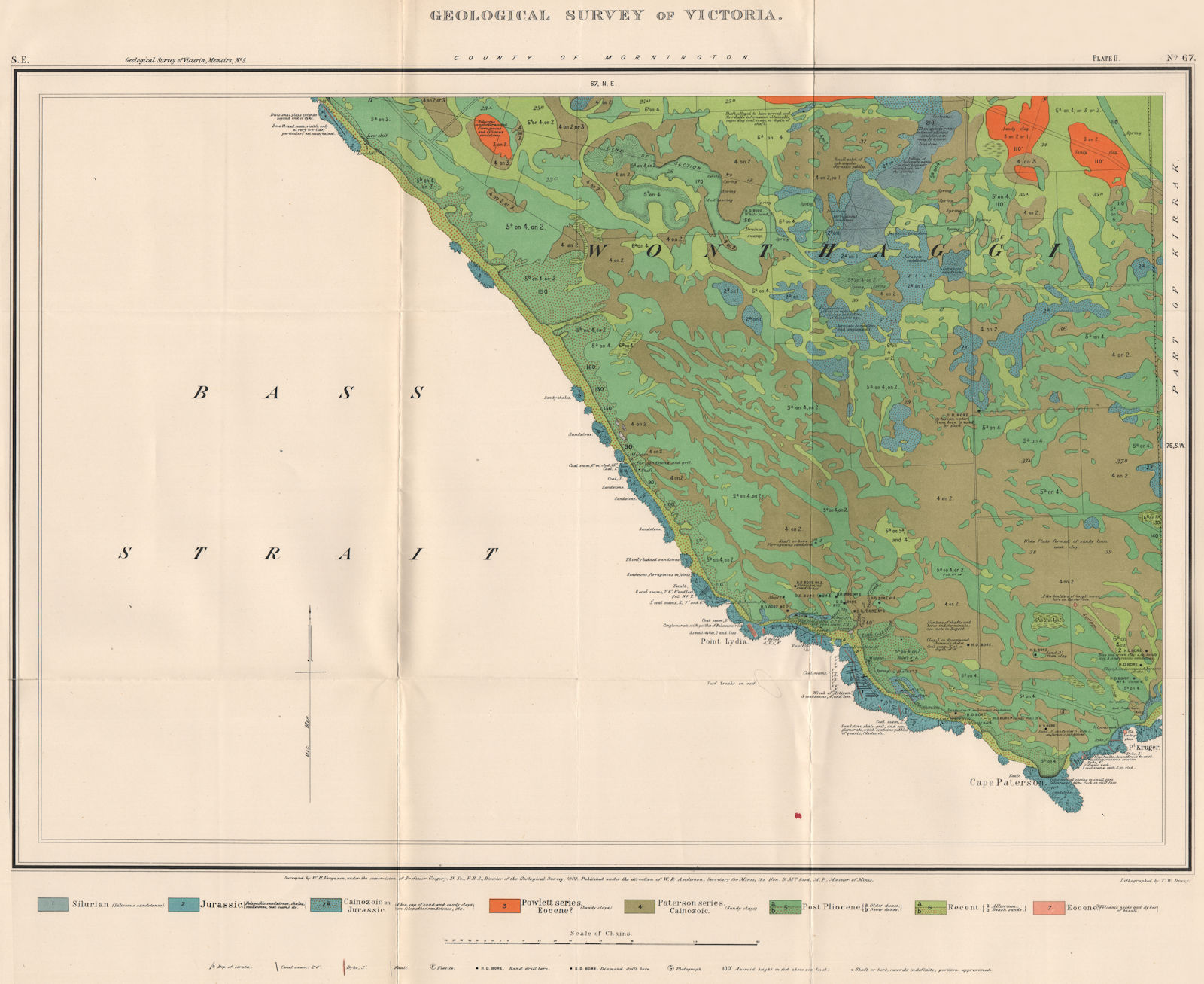 Associate Product Victoria Geological survey. WONTHAGGI CAPE PATERSON. Australia 1909 old map