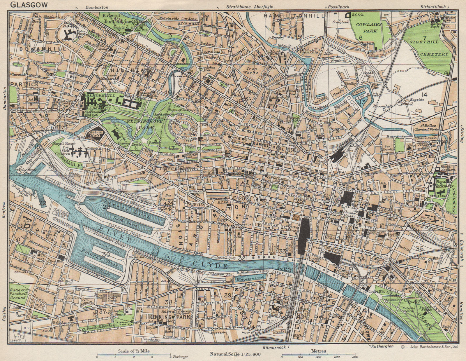 Associate Product GLASGOW. Vintage town city map plan. Scotland 1959 old vintage chart