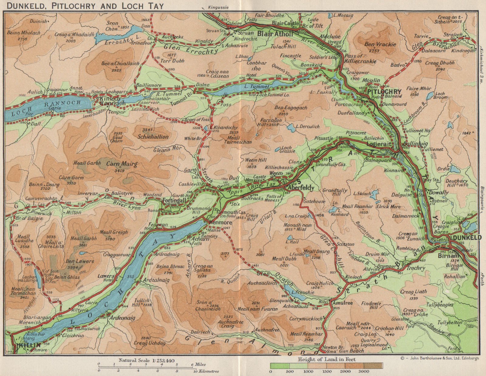 DUNKELD PITLOCHRY & LOCH TAY. Vintage map plan. Scotland. Perthshire 1959