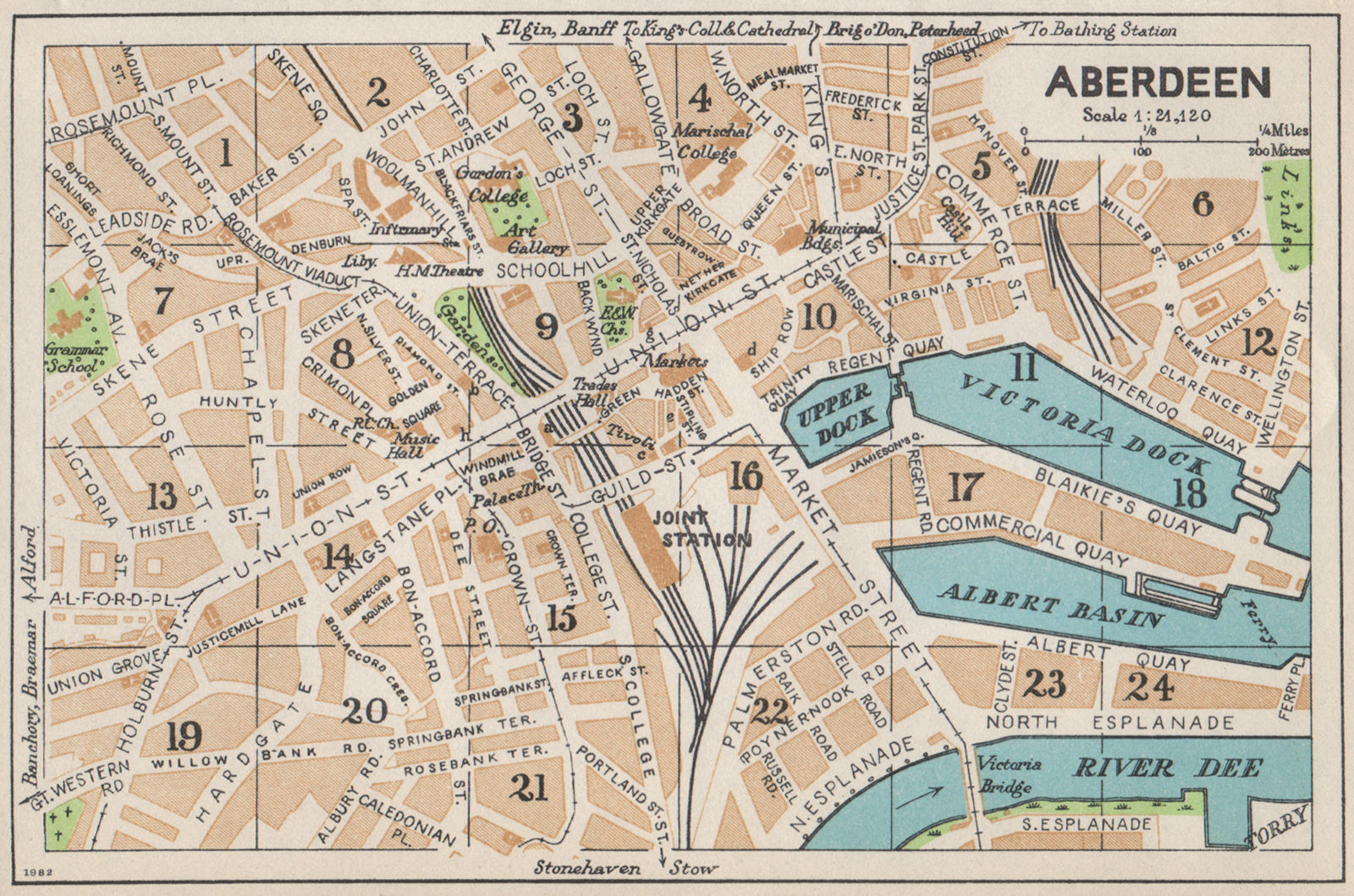 ABERDEEN. Vintage town city map plan. Scotland 1959 old vintage chart