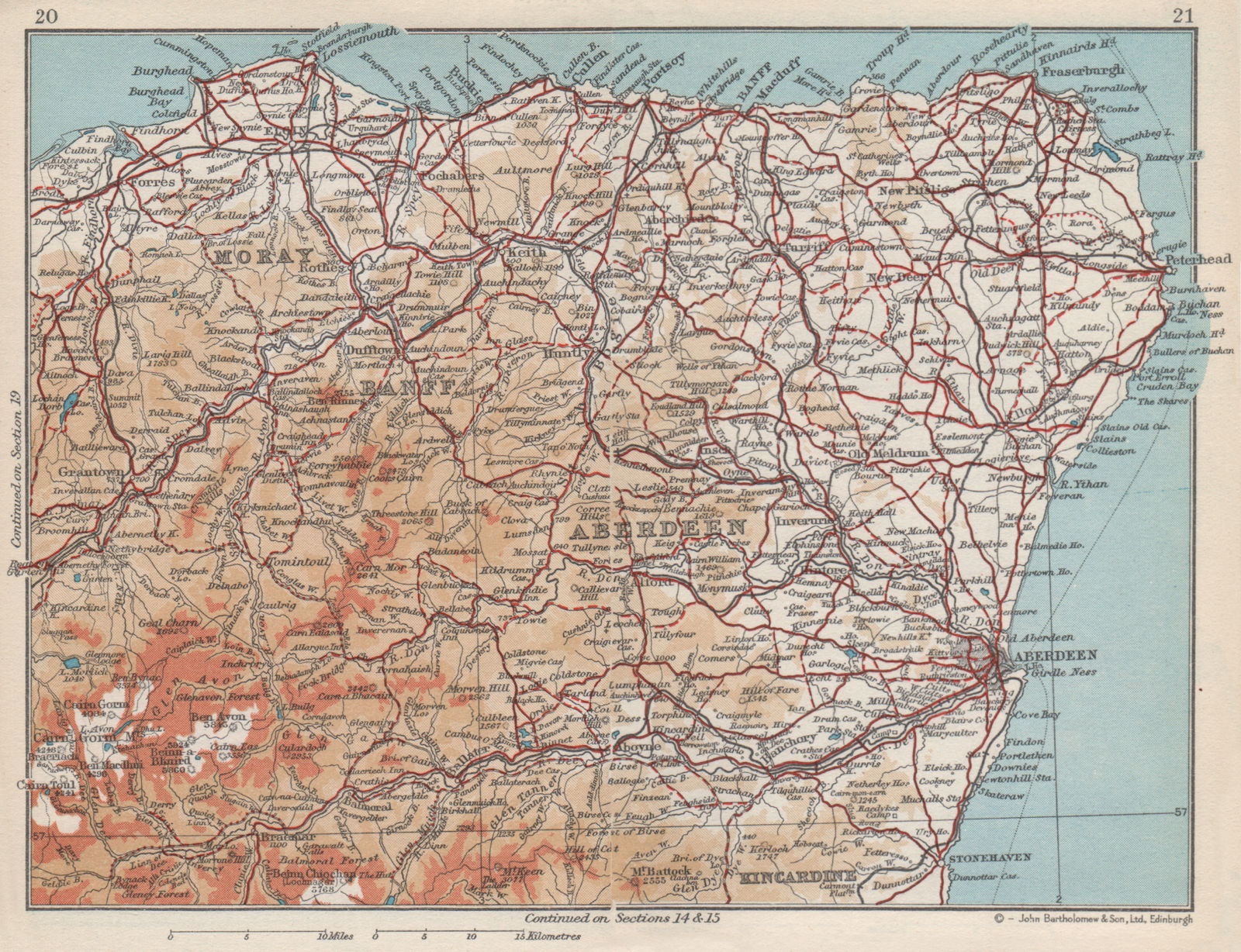 GRAMPIAN. Abderdeenshire Banff Moray Elgin. Vintage map plan. Scotland 1959