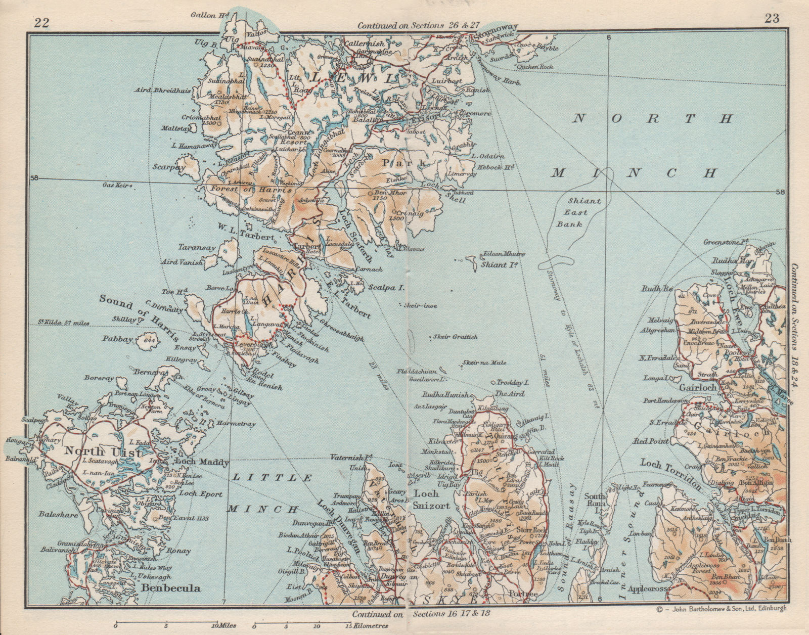 HEBRIDES WESTERN ISLES. Lewis North Uist Skye. Vintage map plan. Scotland 1959