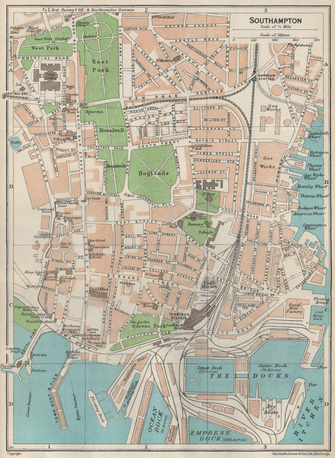 Associate Product SOUTHAMPTON. Vintage town city map plan. Hampshire 1957 old vintage chart