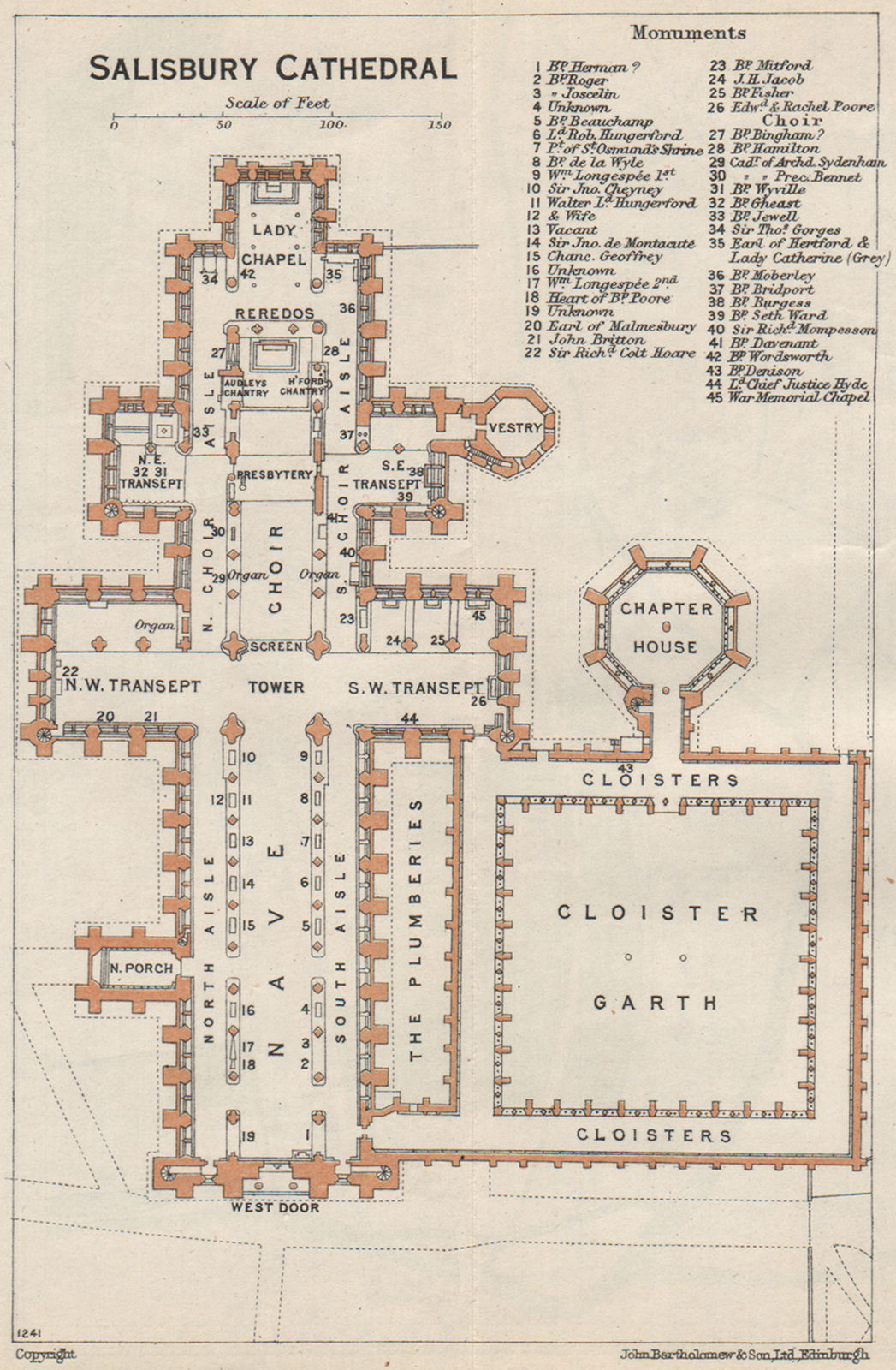 Associate Product SALISBURY cathedral vintage floor plan. Wiltshire 1957 old vintage map chart
