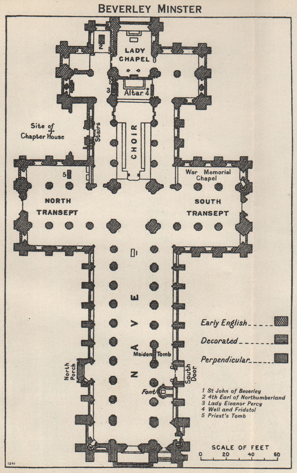 Associate Product Beverley Minster floor plan. Yorkshire 1957 old vintage map chart