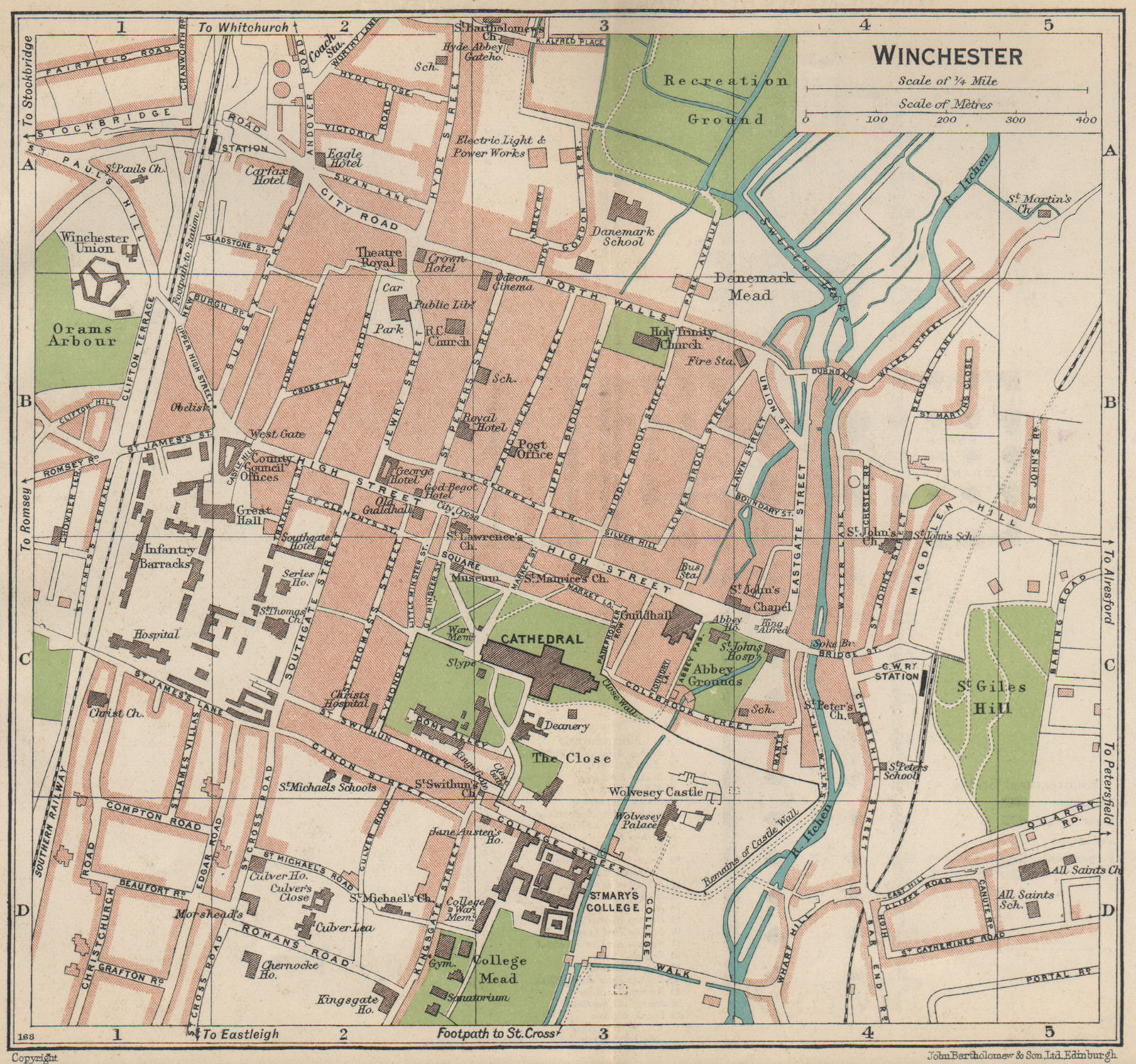 Associate Product WINCHESTER. Vintage town city map plan. Hampshire 1939 old vintage chart