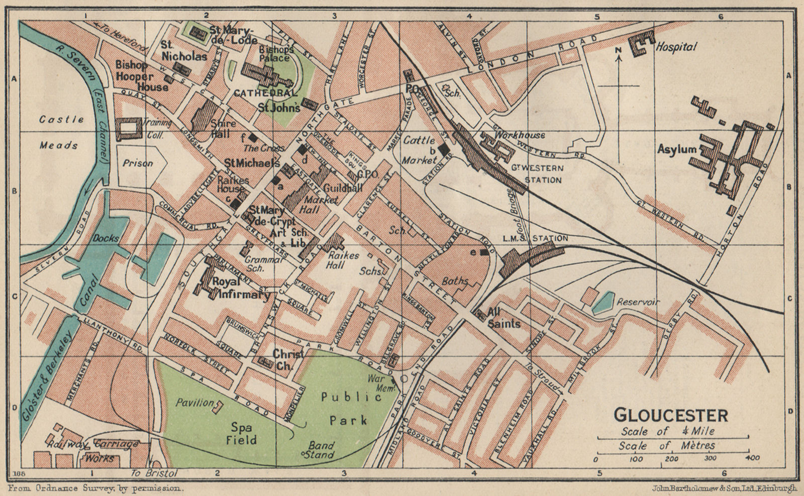 Associate Product GLOUCESTER. Vintage town city map plan. Gloucestershire 1939 old vintage