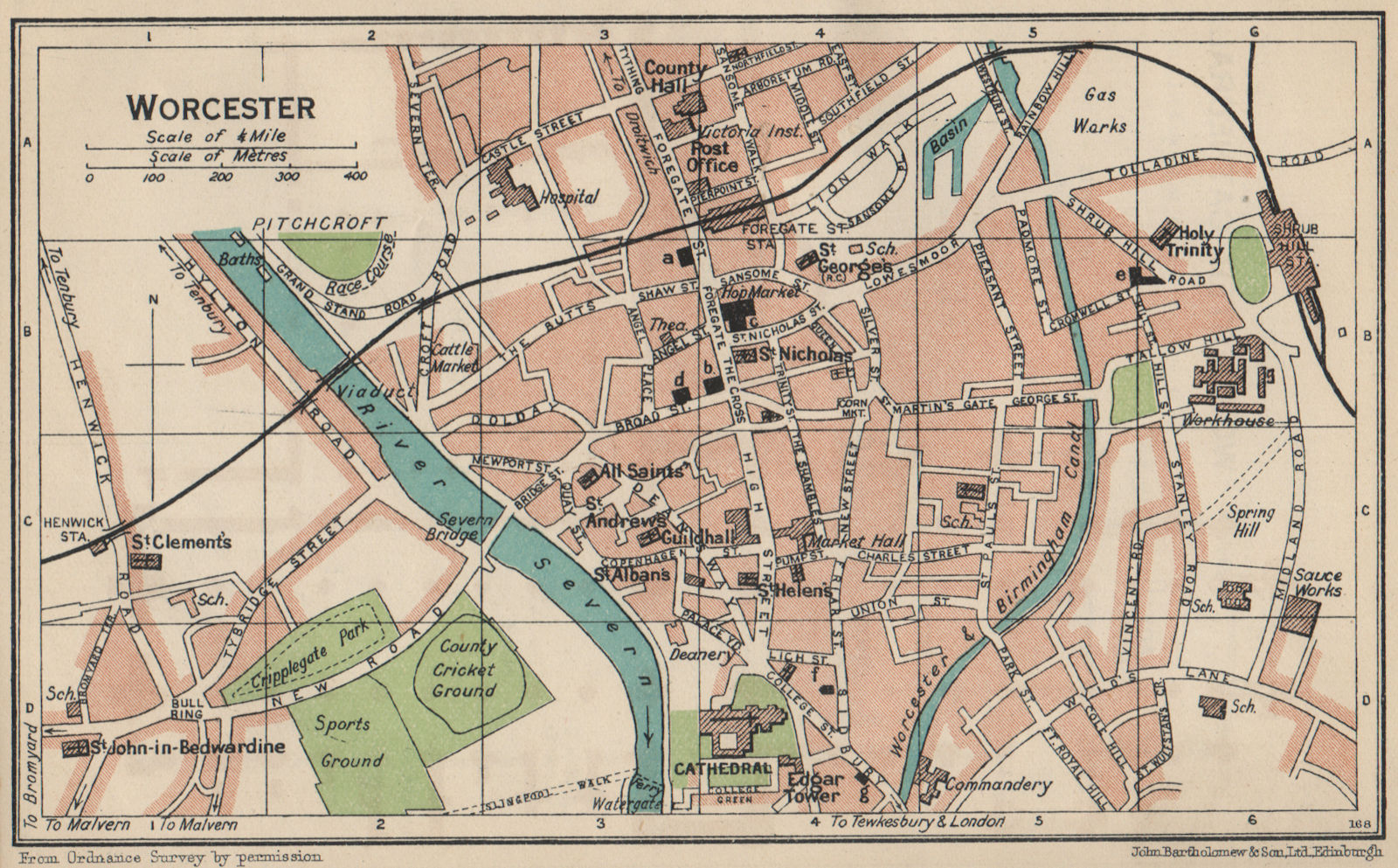 Associate Product WORCESTER. Vintage town city map plan. Worcestershire 1939 old vintage