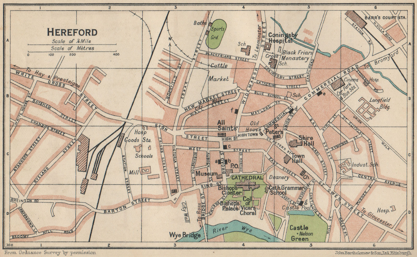 Associate Product HEREFORD. Vintage town city map plan. Herefordshire 1939 old vintage chart