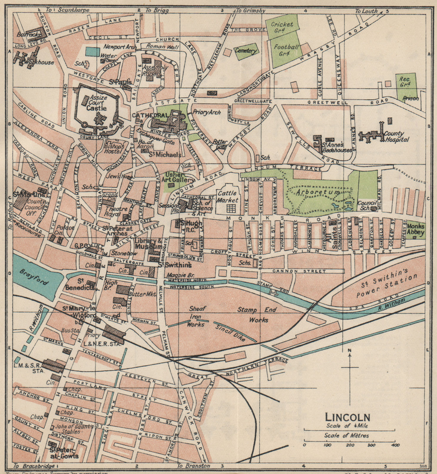 Associate Product LINCOLN. Vintage town city map plan. Lincolnshire 1939 old vintage chart