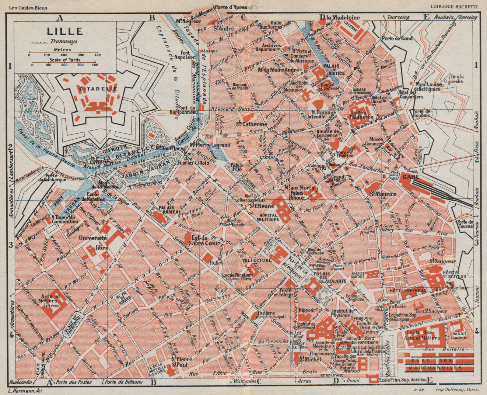 LILLE. Vintage town city map plan. Nord 1930 old vintage chart