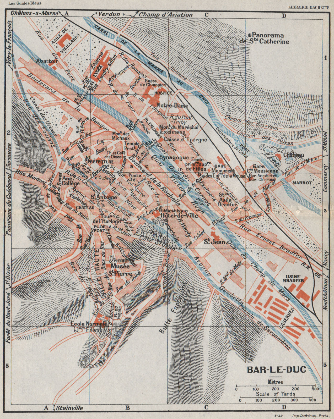 Associate Product BAR-LE-DUC. Vintage town city ville map plan carte. Meuse 1930 old vintage