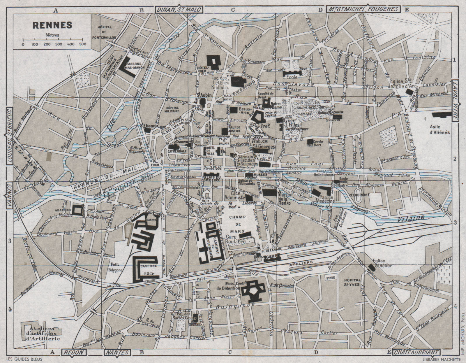 Associate Product RENNES antique town city plan de la ville. Ille-et-Vilaine 1962 old map