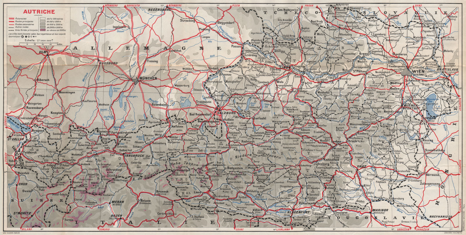 Associate Product AUSTRIA roads. Autriche. Österreich 1954 old vintage map plan chart