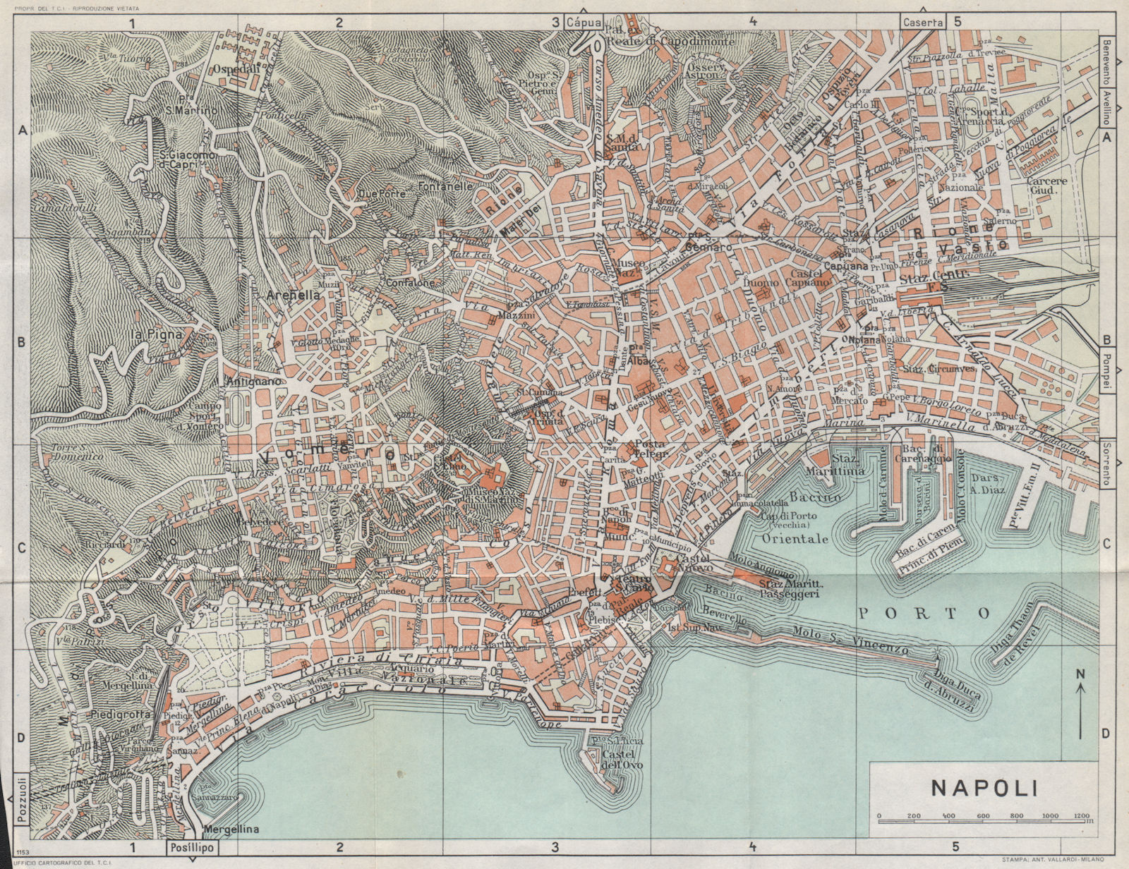Associate Product NAPOLI NAPLES vintage town city pianta della città. Italy 1958 old vintage map