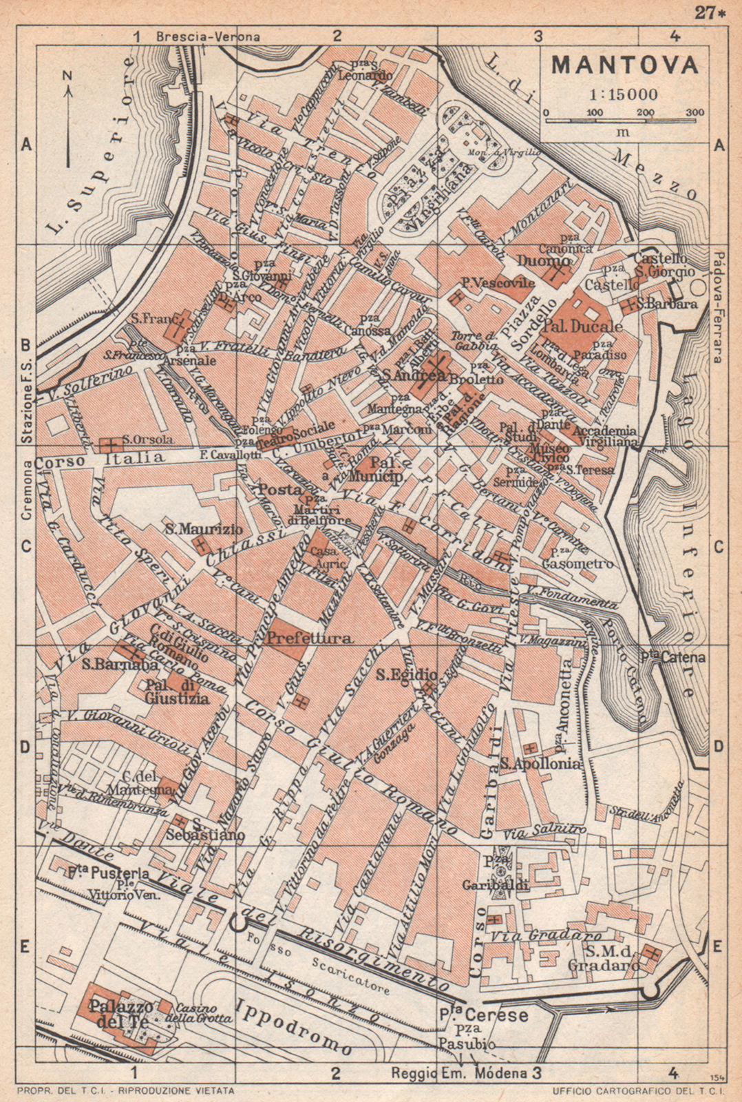 Associate Product MANTOVA (MANTUA)  vintage town city map plan pianta della città. Italy 1958
