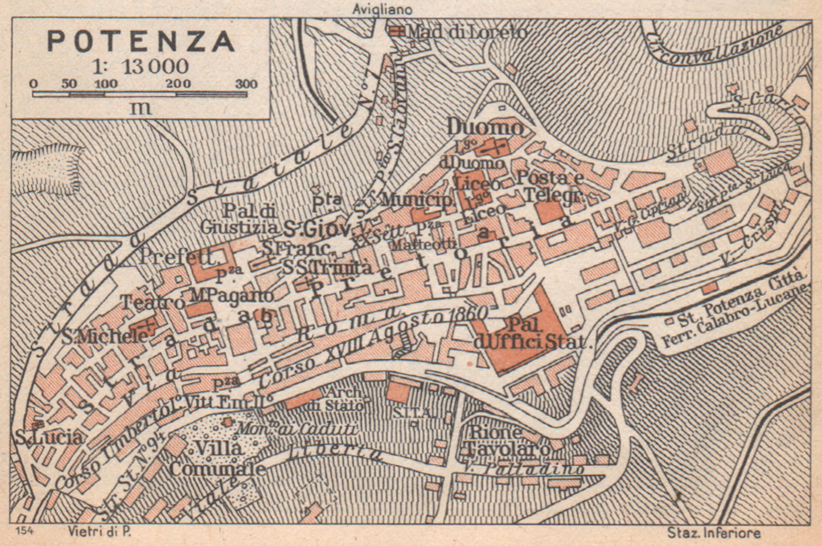 Associate Product POTENZA vintage town city pianta della città. Italy 1958 old vintage map chart