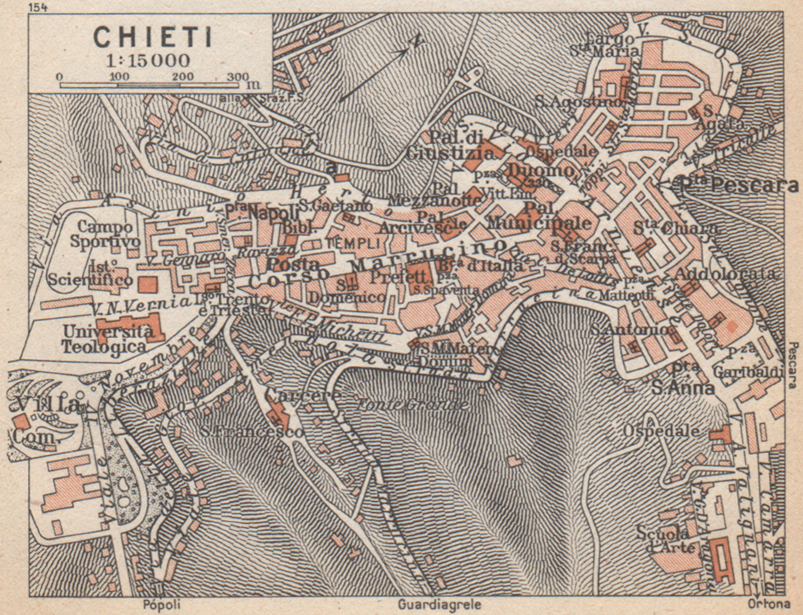 Associate Product CHIETI vintage town city pianta della città. Italy 1958 old vintage map chart
