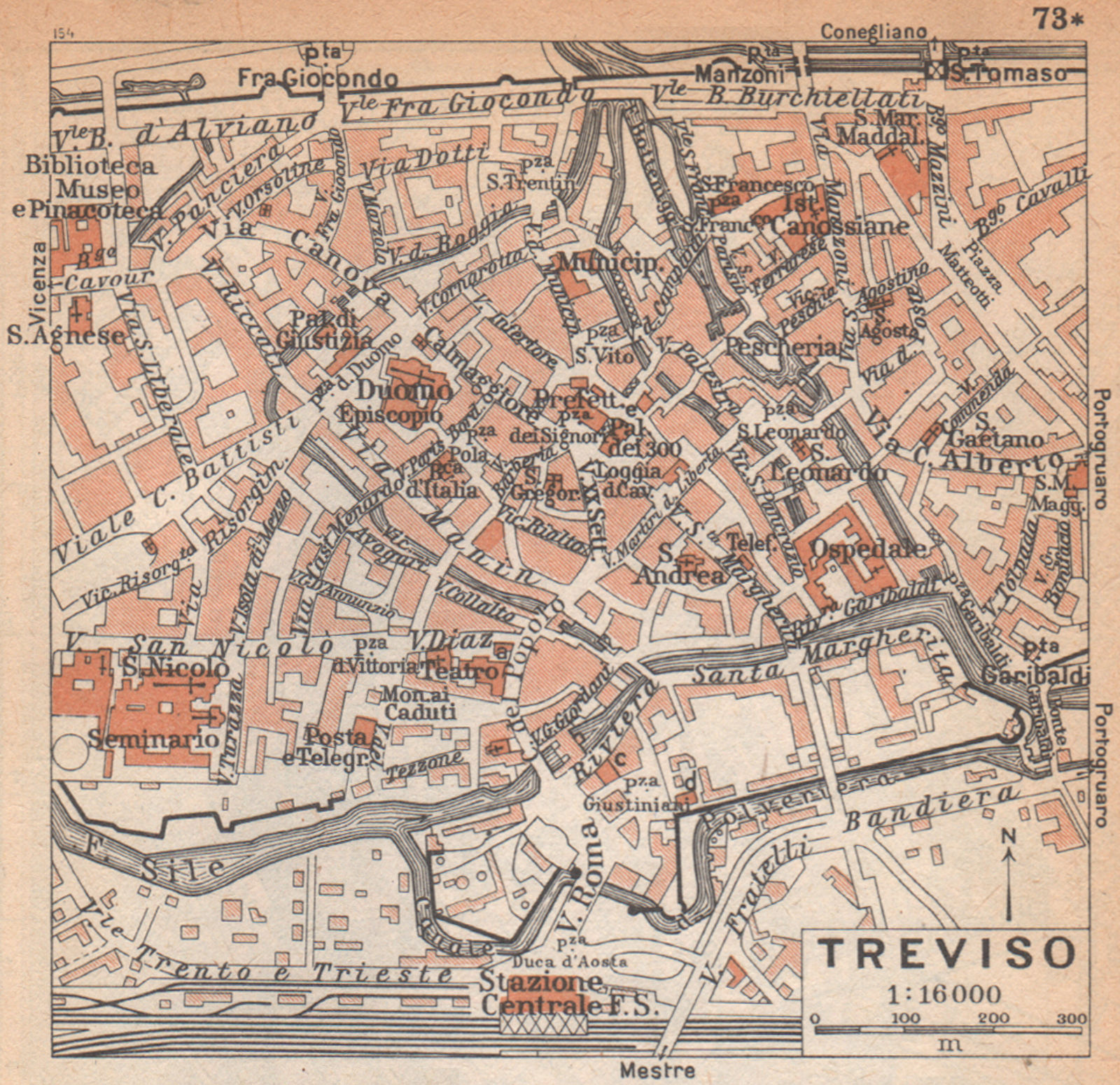 Associate Product TREVISO vintage town city map plan pianta della città. Italy 1958 old