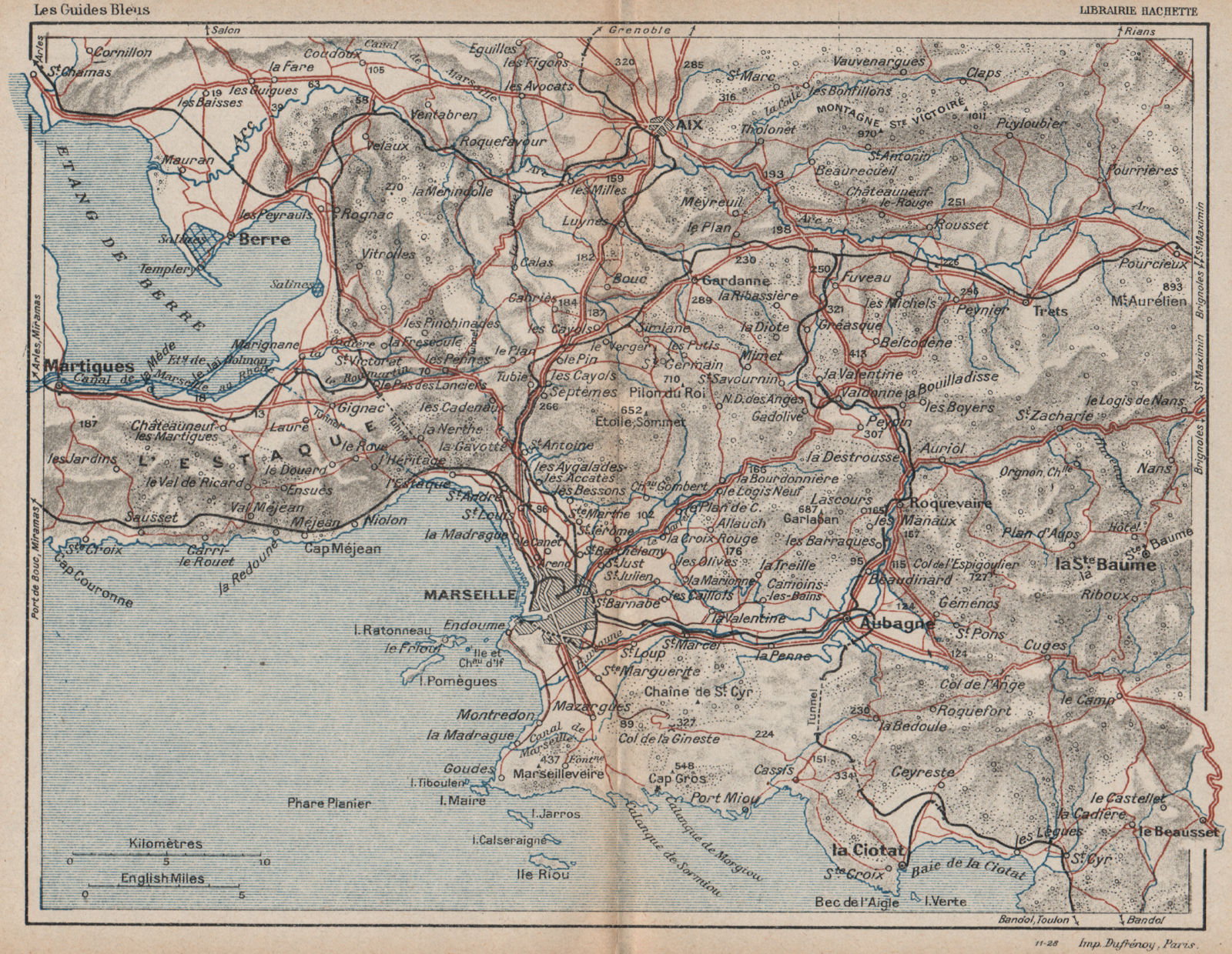 Associate Product Environs of MARSEILLE. Provence Aix. Bouches-du-Rhône 1930 old vintage map