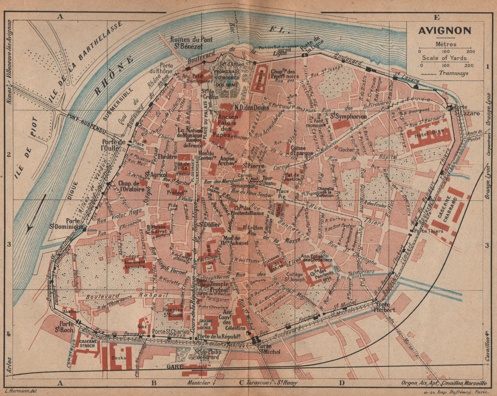Associate Product AVIGNON vintage town city plan de la ville. Vaucluse 1925 old vintage map