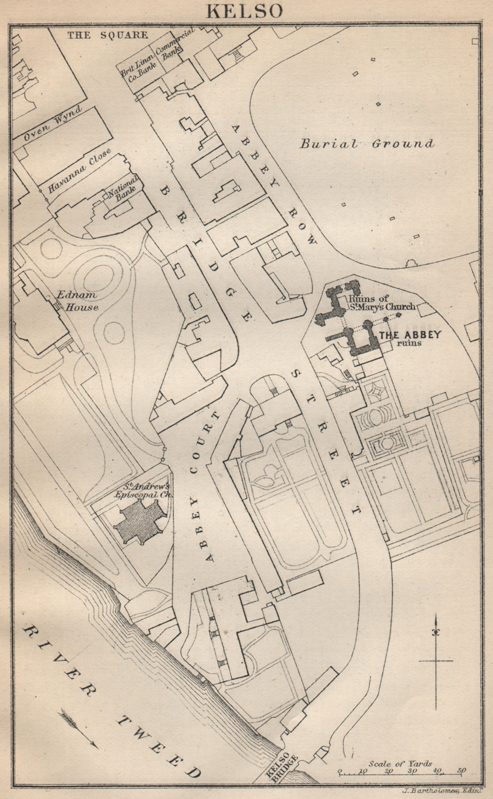 Associate Product KELSO abbey ground plan & town plan. Scottish Borders 1886 old antique map