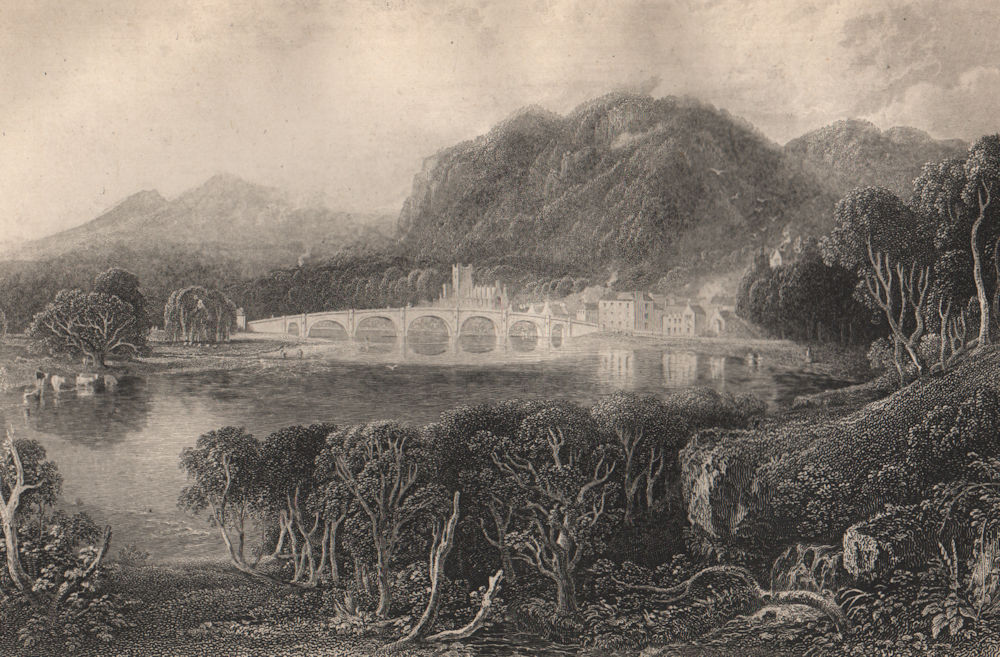View of Dunkeld with bridge. Scotland 1886 old antique vintage print picture