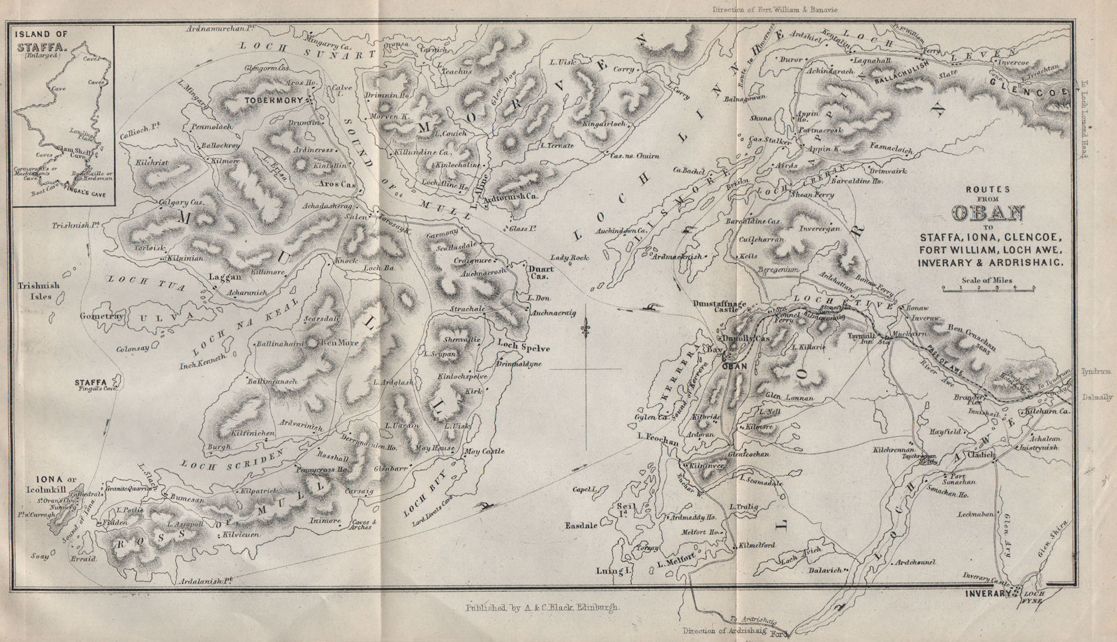 OBAN environs. Ioana Staffa Glencoe Fort William Loch Awe. Scotland 1886 map