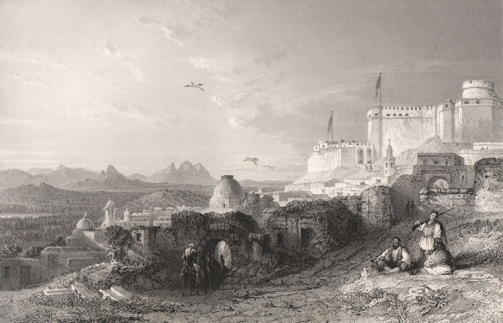 El Kef, the ancient Sicca Veneria, Tunisia 1840 old antique print picture