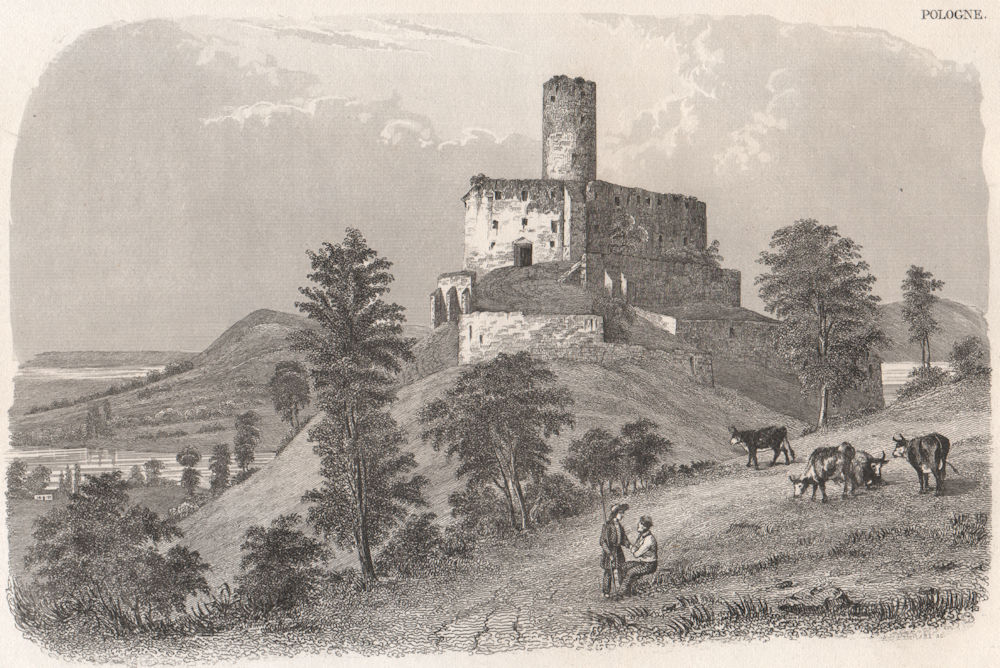 Lipowiec castle. Poland 1835 old antique vintage print picture