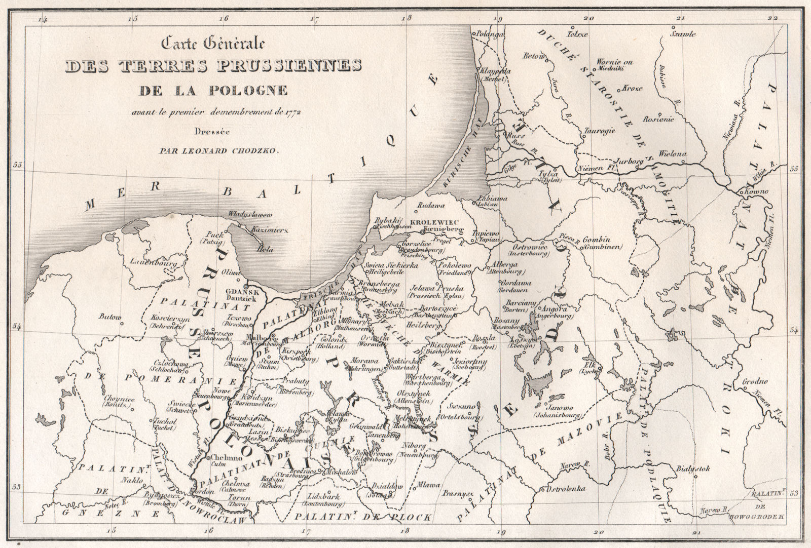 Associate Product Prussian lands in Poland. Ducal/Duchy of Prussia. Polish Prussia 1835 old map