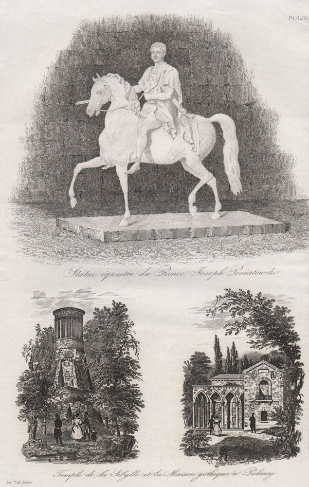 Associate Product Prince Jozef Poniatowski; Temple of Sibyl; House in Pulawy. Poland 1836 print