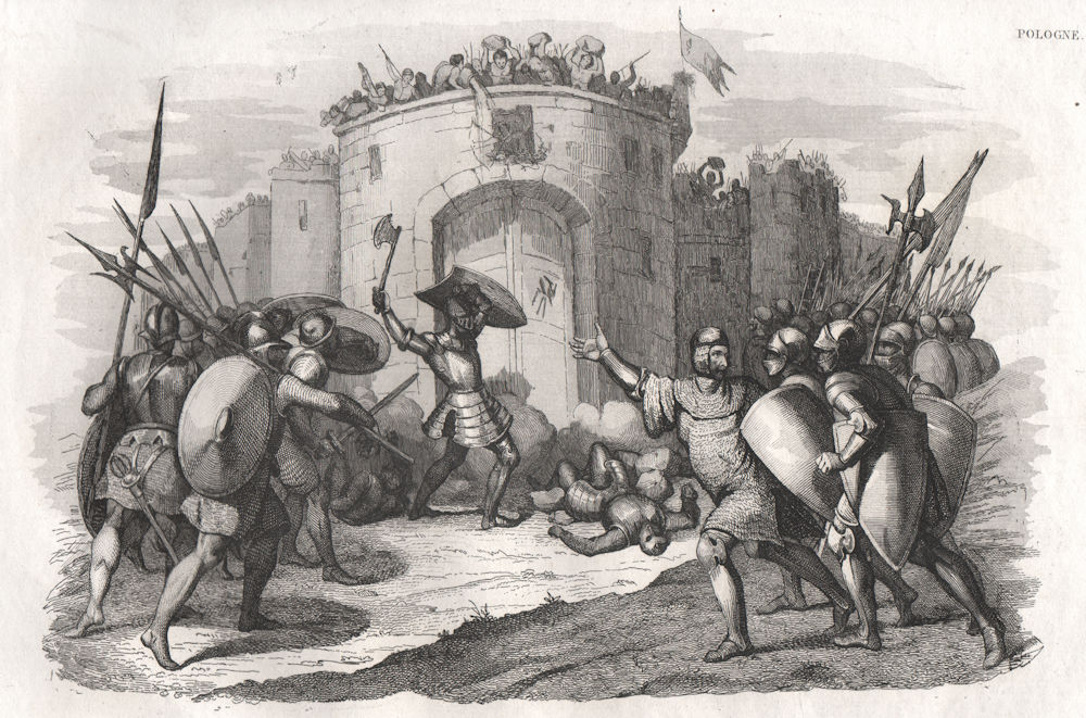 Associate Product King Boleslaw III attacking the gate of Bialygrod in Pomerania. Poland 1836