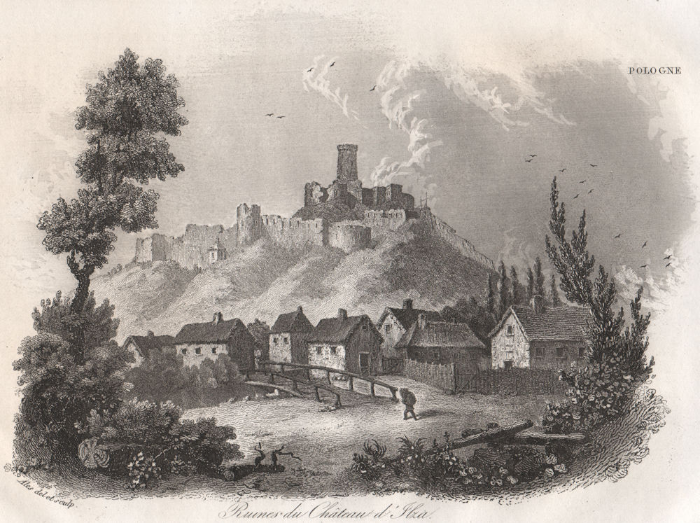 Ruins of Ilza castle (Iłża). Poland 1836 old antique vintage print picture
