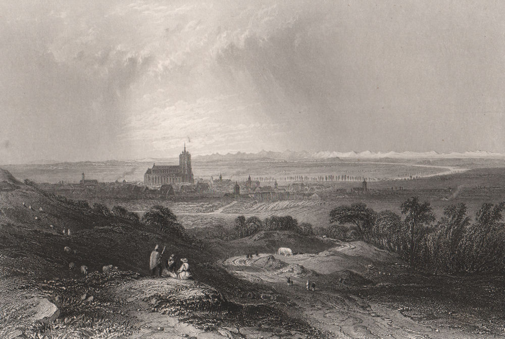 Associate Product City of Ulm from the heights, Baden-Württemberg. Danube Donau. BARTLETT 1840